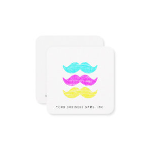CMY Mustaches Square Business Card