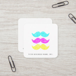 CMY Mustaches Square Business Card