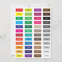 Wedding Color Palette Card with Hex Color Codes, Zazzle