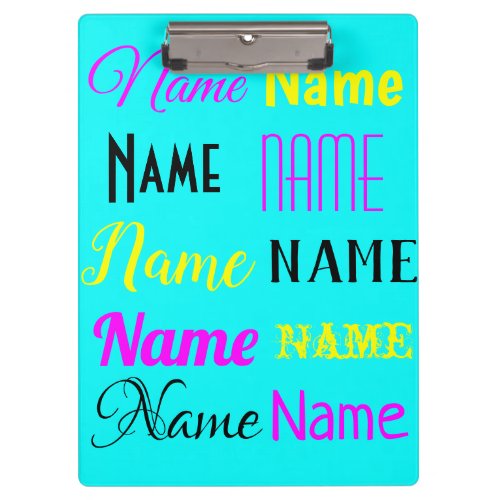 CMYK Cyan personalized name gift Clipboard