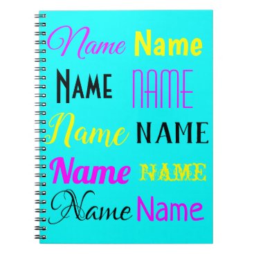 CMYK Cyan personalized name gift Notebook