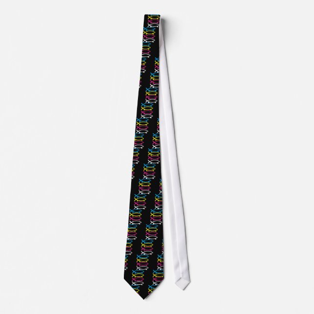 cmyk darwin fishes neck tie (Front)