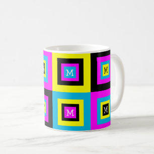 CMYK Graphic Designer Squares Monogram Coffee Mug