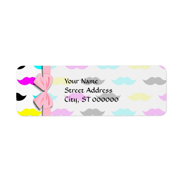 CMYK hipster mustache pattern Label (Front)