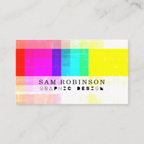 CMYK Lo Fi Bright Colorful Grunge Cool Business Card