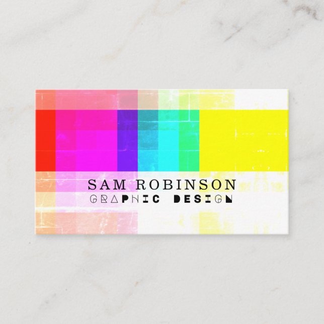 CMYK Lo Fi Bright Colorful Grunge Cool Business Card (Front)