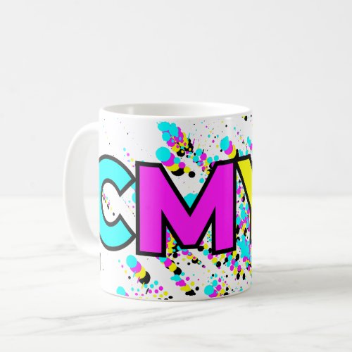 CMYK Paint Splatter Monogram Coffee Mug