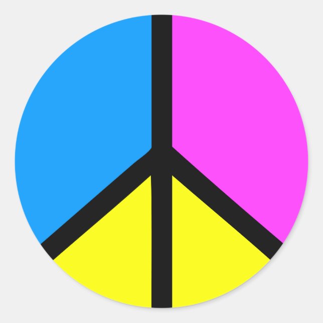 CMYK Peace Sign Classic Round Sticker (Front)
