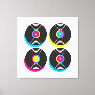 CMYK pop art vinyl records 80s style bright colors Canvas Print