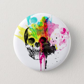 Cmyk Skull Button by spinsugar at Zazzle