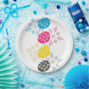 CMYK Snowflakes Paper Plates