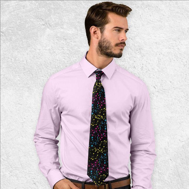 CMYK Splatter Cyan Magenta Yellow Black Printer's Neck Tie (Creator Uploaded)