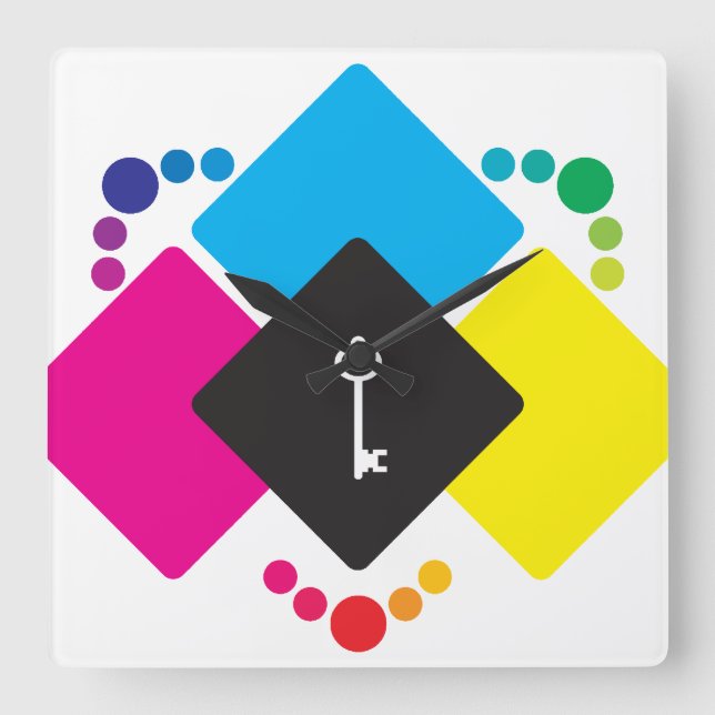 CMYK SQUARE WALL CLOCK (Front)