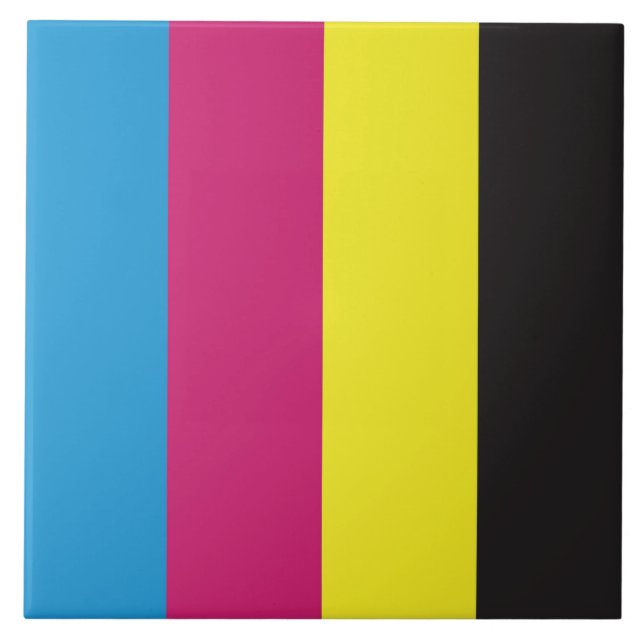 cmyk stripes background pattern graphic color cyan ceramic tile (Front)