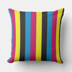 cmyk stripes background pattern graphic color cyan throw pillow