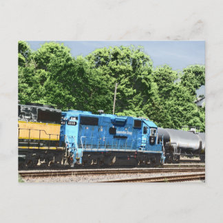 CN 4910 blue and white "smurf" locomotive Postcard