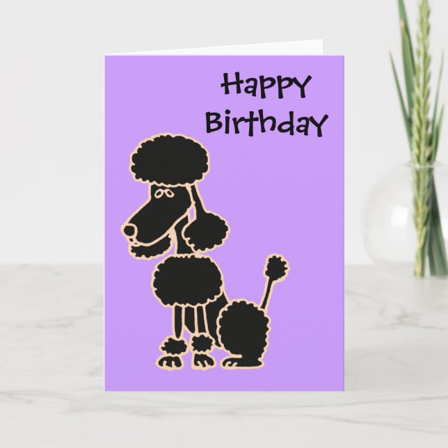 CN- Awesome Black Poodle Sitting Cartoon Card (Front)
