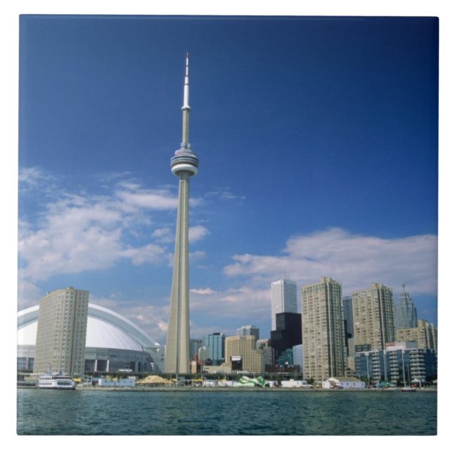 CN Tower and Skydome in Toronto, Ontario, Ceramic Tile (Front)
