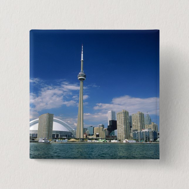 CN Tower and Skydome in Toronto, Ontario, Pinback Button (Front)