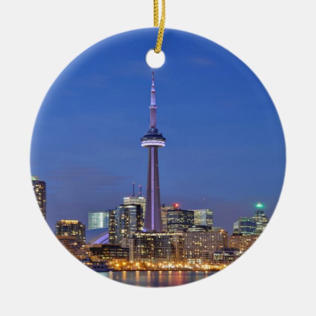 CN Tower in Toronto at night Ceramic Ornament (Front)