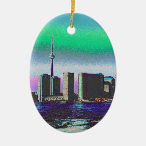CN Tower Toronto view from Centre Island DownTown Ceramic Ornament