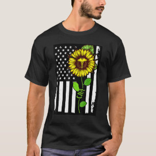 Cna American Flag With Sunflowers Patriotic Nurse T-Shirt