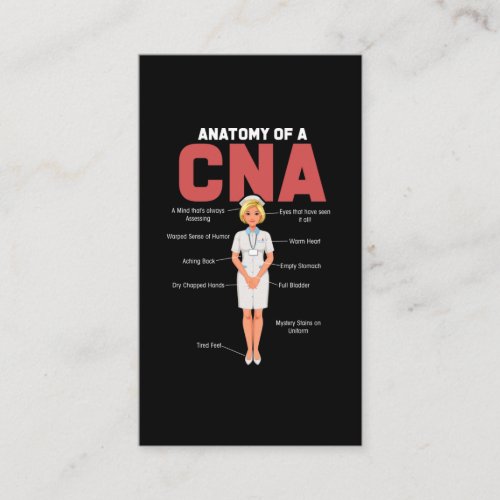 CNA Anatomy Nurse Certified Nursing Assistant Business Card