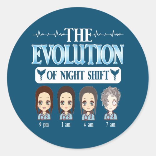 CNA BSN RN SRN RGN Nurse Meme Evolution Of Night Classic Round Sticker