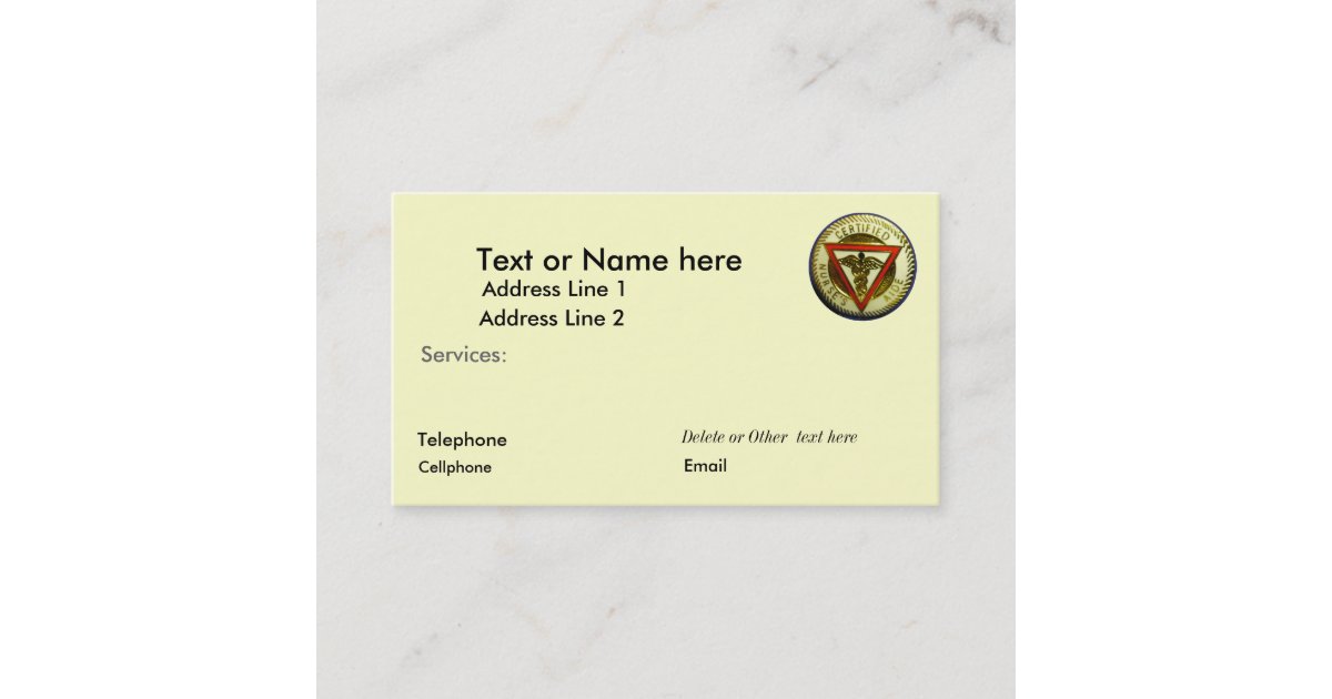 CNA business card template