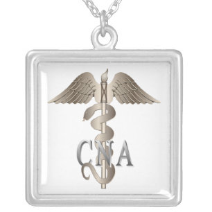 CNA Caduceus Silver Plated Necklace