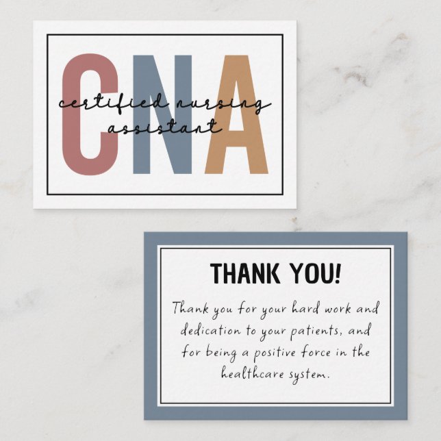 CNA Certified Nursing Assistant Appreciation Note Card (Front/Back)