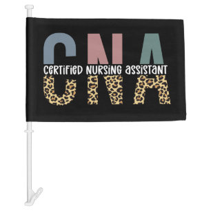 CNA Certified Nursing Assistant Cheetah Print Car Flag