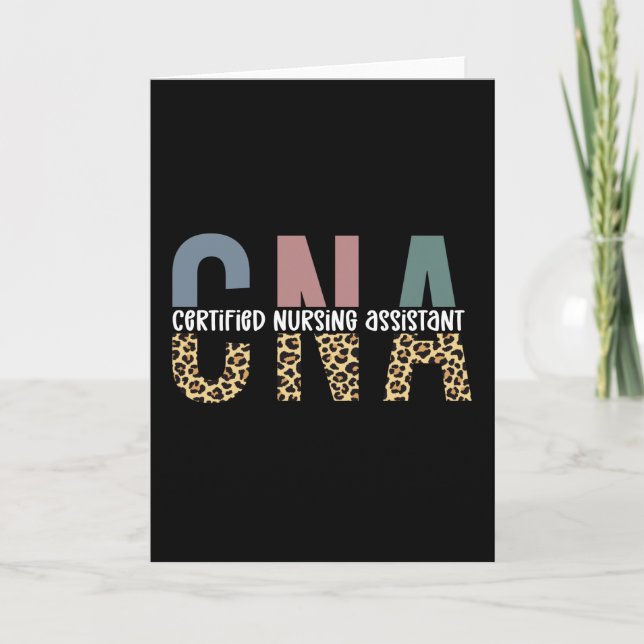 CNA Certified Nursing Assistant Cheetah Print Card (Front)