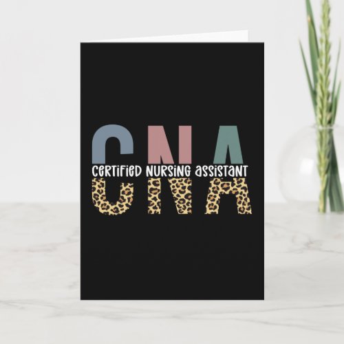 CNA Certified Nursing Assistant Cheetah Print Card