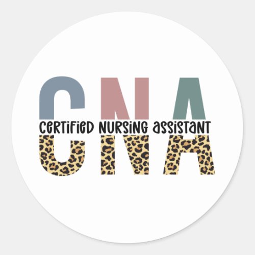 CNA Certified Nursing Assistant Cheetah Print Classic Round Sticker