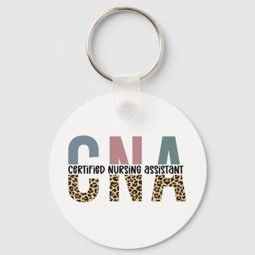 CNA Certified Nursing Assistant Cheetah Print Keychain