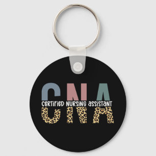 CNA Certified Nursing Assistant Cheetah Print Keychain