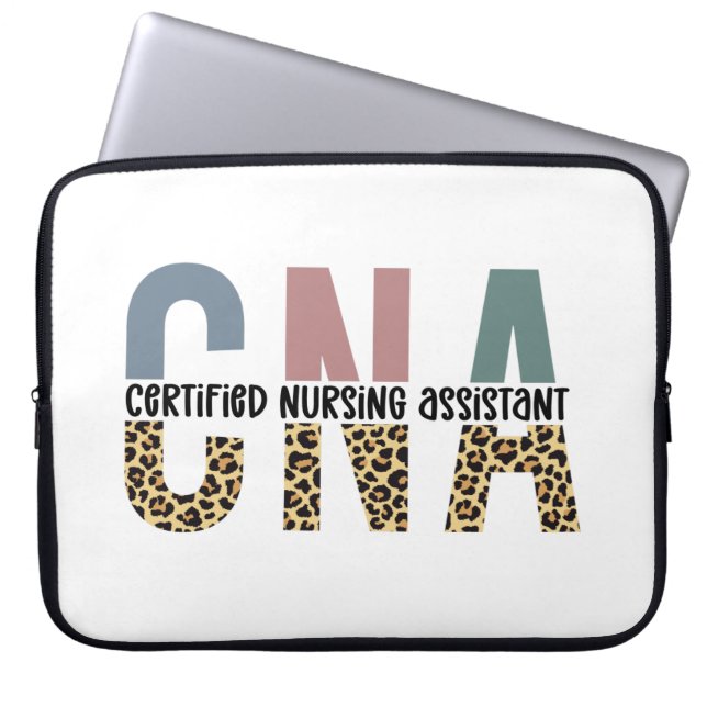 CNA Certified Nursing Assistant Cheetah Print Laptop Sleeve (Front)