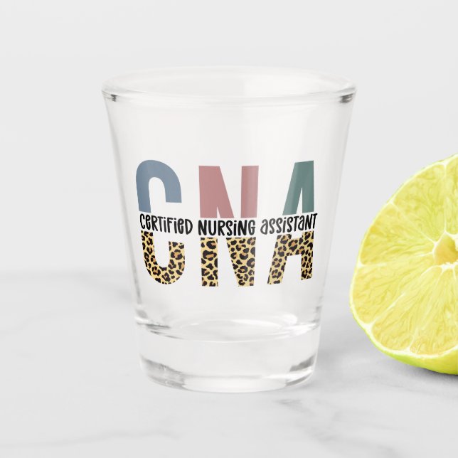 CNA Certified Nursing Assistant Cheetah Print Shot Glass (Front)