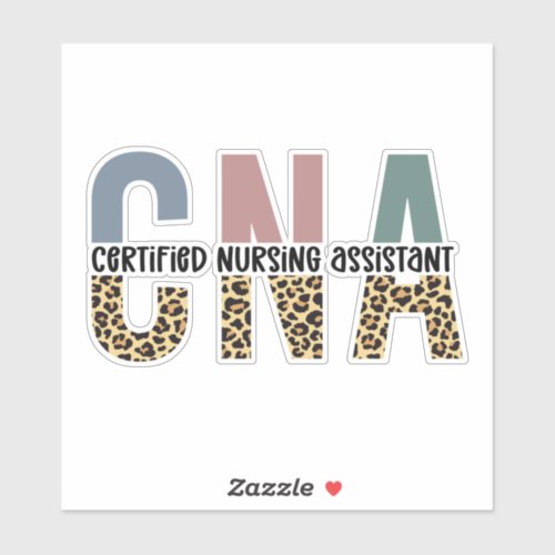 CNA Certified Nursing Assistant Cheetah Print Sticker