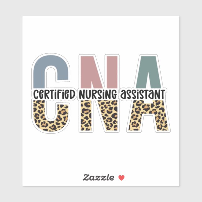 CNA Certified Nursing Assistant Cheetah Print Sticker (Sheet)