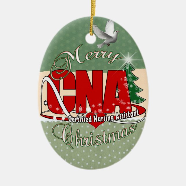 CNA CHRISTMAS Certified Nursing Assistant Ceramic Ornament (Front)