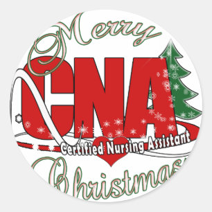 CNA CHRISTMAS Certified Nursing Assistant Classic Round Sticker