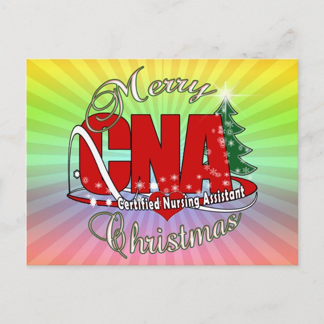 CNA CHRISTMAS Certified Nursing Assistant Holiday Postcard (Front)