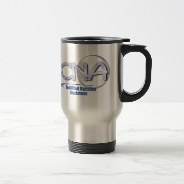 CNA FUN BLUE - CERTIFIED NURSING ASSISTANT TRAVEL MUG (Right)