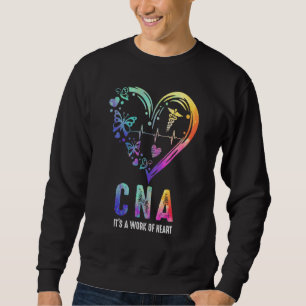 Cna It's A Work Of Heart Butterflies Heartbeat Cad Sweatshirt