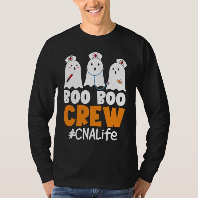 CNA Life Boo Boo Crew Nurse Ghost Halloween Costum T-Shirt (Front)