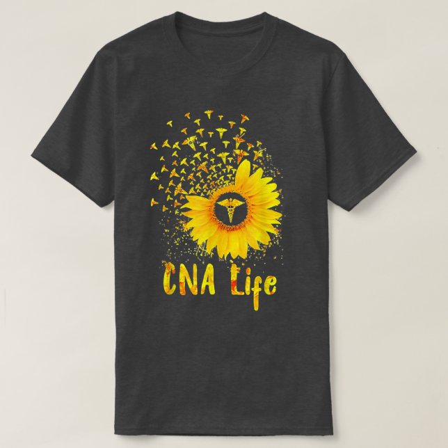 CNA Life Sunflower Cute Nurse  T-Shirt (Design Front)