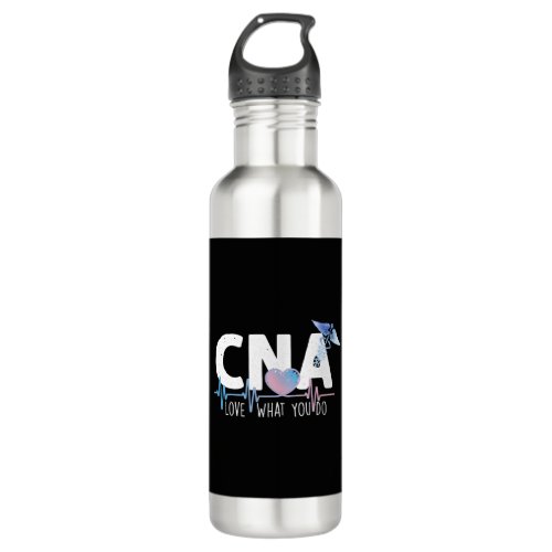 CNA Love What You Do Heartbeat Certified Nursing  Stainless Steel Water Bottle