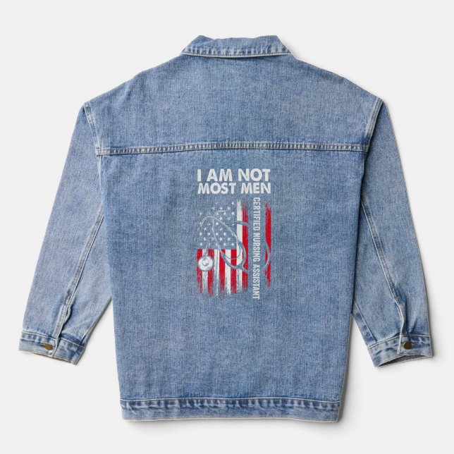 CNA Most Men Certified Nursing Assistant    Denim Jacket (Back)